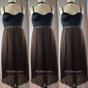 Type Z. Black / Mocha bustier midi dress M